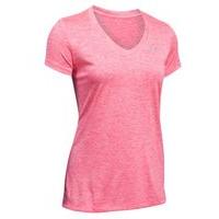 Under Armour Twist Tech V-Neck Short Sleeve Tee - Womens - Pink Shock/Metallic Silver