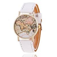 Unisex World Map Style Watch/Vintage World Map Strap Watch Women\'s Premium Faux Leather Wristwatch Cool Watches Unique Watches Fashion Watch