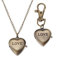 Unisex LOVE Style Alloy Analog Quartz Keychain Necklace Watch (Bronze) Cool Watches Unique Watches