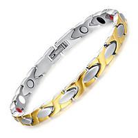 Unisex Jewelry Health Care Silver Gold Titanium Steel Magnetic Therapy Bracelet