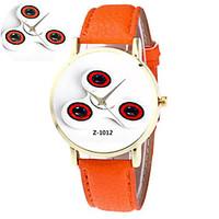 Unisex Fashion Watch Quartz PU Band White Orange Yellow