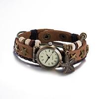 Unisex Fashion Watch Wrist watch Bracelet Watch Water Resistant / Water Proof Quartz Leather Band Vintage Bohemian Bangle Brown