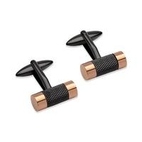 unique mens stainless steel cuff links with rose and black plating