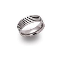 unique mens titanium ring with black enamel