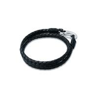 unique mens antique black leather bracelet with steel shrimp clasp