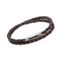 Unique Men\'s Antique Dark Brown Leather Bracelet