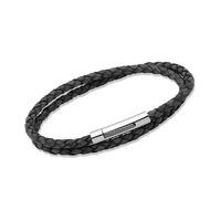unique mens black leather bracelet