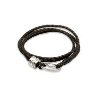 Unique Mens Bracelet Dark Brown Leather