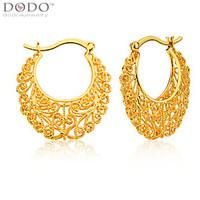 Unique Fashion Jewelry Wholesale Hollow Out Hoop Earrings 18K Gold Plated Women Wedding Earrings Wife Gift E10109