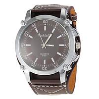 unisex brown dial wide pu band quartz wrist watch cool watch unique wa ...