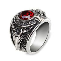 Unisex Fashion 316L Titanium Steel Vintage Personality Elk Engraved Zircon Statement Rings Casual/Daily 1pc