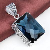 unique square antique fire london blue topaz gem 925 silver necklaces  ...