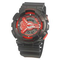 unisex analog digital multi functional red dial black silicone band sp ...