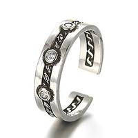 Unisex Vintage Pattern Punk Zircon Antique Sterling Silver Ring Band Rings Daily / Casual 1pc