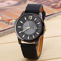 Unisex Fashion Watch Quartz Leather Band Black Brown