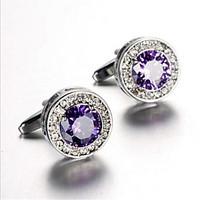 unisex fashion purple crystal silver alloy french shirt cufflinks 1 pa ...