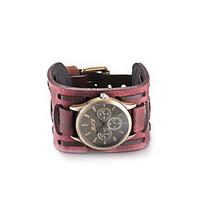 Unisex Fashion Watch Wrist watch Bracelet Watch Quartz Water Resistant / Water Proof Leather Band Vintage Bohemian Bangle Black Red Strap Watch