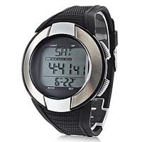 Unisex Heart Rate Monitor Silver Frame Black Silicone Band Digital Wrist Watch with Calorie Counter Cool Watch Unique Watch Fashion Watch