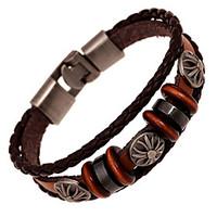 Unisex Alloy Leather Handcrafted Vintage Strand Bracelet(More Colors)