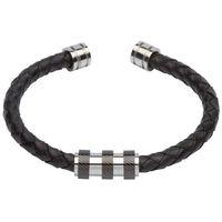 UNIQUE JEWELRY Men\'s Black Leather Bracelet