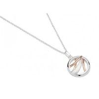 UNIQUE JEWELRY Ladies Silver and Rose Gold Disc Pendant