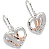 unique jewelry ladies heart silver and rose gold earrings