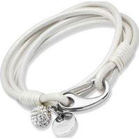 UNIQUE JEWELRY Ladies Stainless Steel Pearl Leather Bracelet