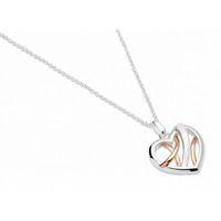 UNIQUE JEWELRY Ladies Silver and Rose Gold Plated Heart Pendant
