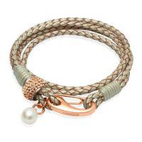 UNIQUE JEWELRY Ladies PVD Rose Plating Leather Bracelet