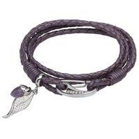 UNIQUE JEWELRY Ladies Stainless Steel & Leather with Amethyst Bracelet