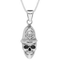 unique gothic necklace skull with police helmet silver medium