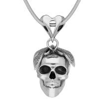 Unique Gothic Necklace Skull With Butterfly Silver Small