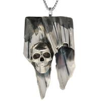 unique gothic necklace skull with icicle effect silver large