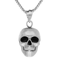 unique gothic whitby jet necklace skull with jet eyes silver small