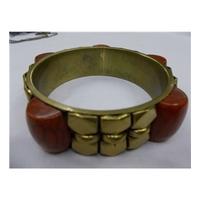 Unbranded, Brass/Red Stone Bangle