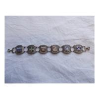 unbranded vintage silver enameled pictorial bracelet