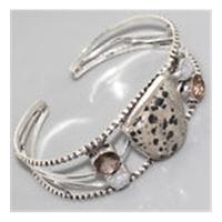 Unbranded, BNWOT, Dalmation Jasper, Moonstone & Silver Bangle Bracelet