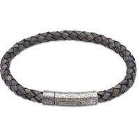 Unique Stainless Steel Black Aged Leather 21cm Bracelet B322ABL/21CM