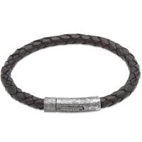 Unique Stainless Steel Black Leather 21cm Bracelet B322BL-21CM