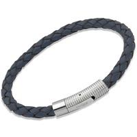 Unique Stainless Steel Blue Leather Bracelet B174BLUE