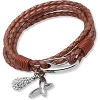 Unique Stainless Steel 19cm Copper Leather Butterfly And Ball Bracelet B158CO-19CM