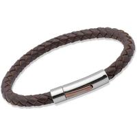 unique stainless steel 21cm brown leather bracelet b170db 21cm