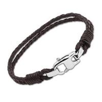 unique stainless steel 21cm 2 strand brown leather bracelet a45db