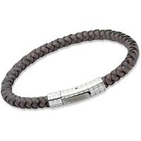 Unique Stainless Steel 21cm Antique Black Leather Bracelet B172ABL-21CM