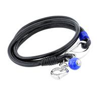 Unique Black Leather Heart Blue Bracelet B199DB/19CM