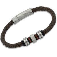 unique stainless steel brown leather bracelet b184db