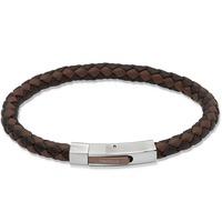 Unique Stainless Steel Brown Leather Bracelet B176MB