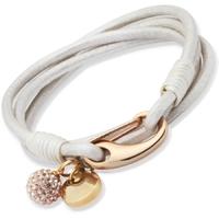 Unique Rose Gold Plated 19cm Pearl Leather Crystal Ball Bracelet B153PE-19CM