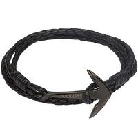 Unique Stainless Steel Anchor Black 4 Row Leather Bracelet B289BL/21CM