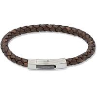 unique stainless steel aged brown leather plaited bracelet b176adb